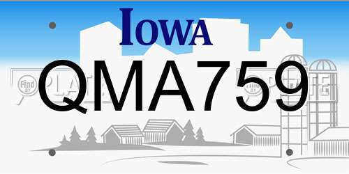 QMA759 Iowa License Plate