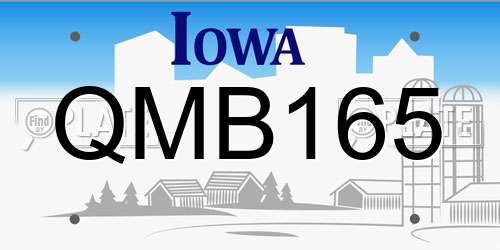 QMB165 Iowa License Plate