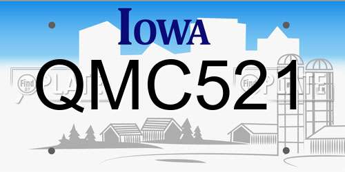 QMC521 Iowa License Plate