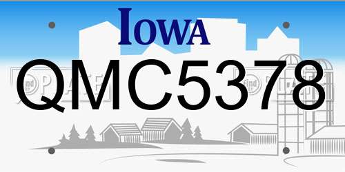 QMC5378 Iowa License Plate
