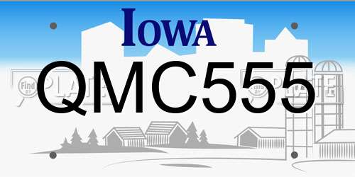QMC555 Iowa License Plate