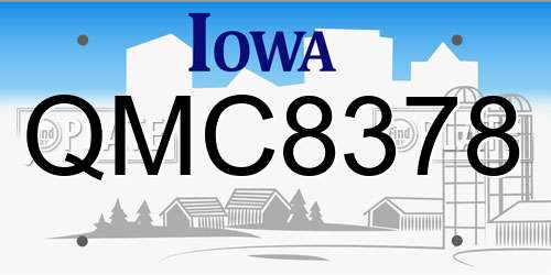 QMC8378 Iowa License Plate