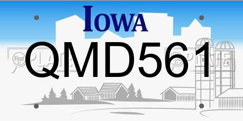 QMD561 Iowa License Plate