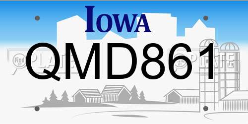 QMD861 Iowa License Plate