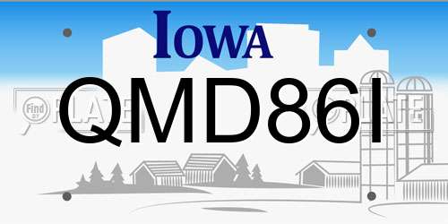 QMD86I Iowa License Plate