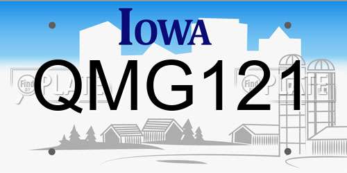 QMG121 Iowa License Plate