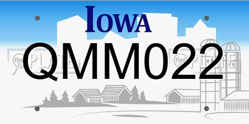 QMM022 Iowa License Plate