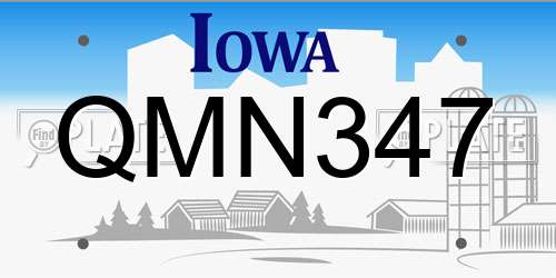 QMN347 Iowa License Plate