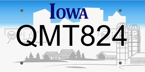QMT824 Iowa License Plate