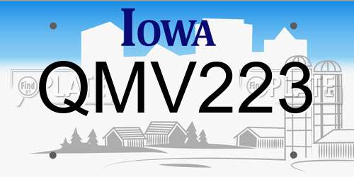 QMV223 Iowa License Plate