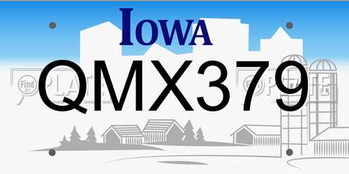 QMX379 Iowa License Plate