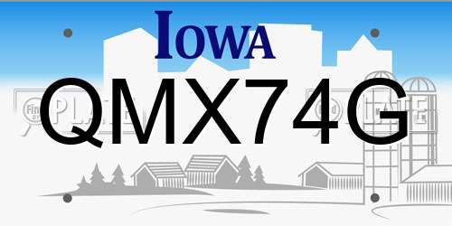 QMX74G Iowa License Plate