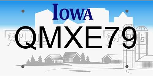 QMXE79 Iowa License Plate