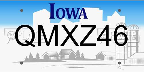 QMXZ46 Iowa License Plate