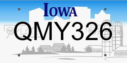 QMY326 Iowa License Plate
