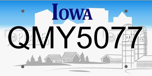 QMY5077 Iowa License Plate
