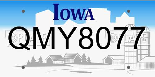 QMY8077 Iowa License Plate