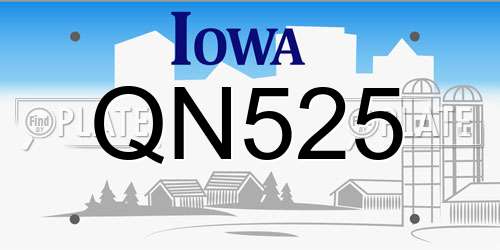 QN525 Iowa License Plate