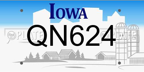 QN624 Iowa License Plate