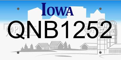 QNB1252 Iowa License Plate