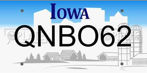 QNBO62 Iowa License Plate