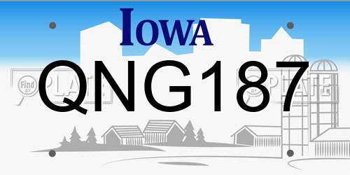 QNG187 Iowa License Plate