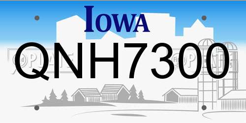 QNH7300 Iowa License Plate