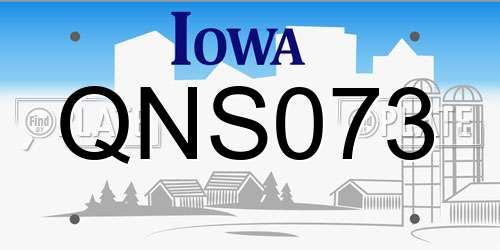 QNS073 Iowa License Plate