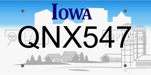 QNX547 Iowa License Plate