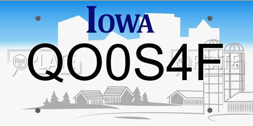 QO0S4F Iowa License Plate