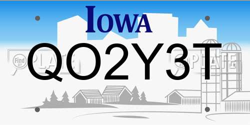 QO2Y3T Iowa License Plate