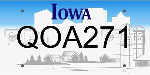 QOA271 Iowa License Plate