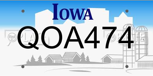 QOA474 Iowa License Plate