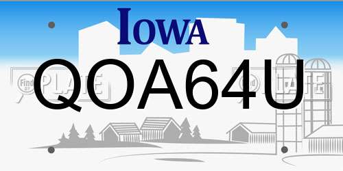 QOA64U Iowa License Plate