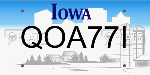QOA77I Iowa License Plate