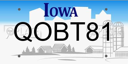 QOBT81 Iowa License Plate