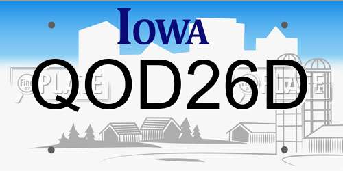 QOD26D Iowa License Plate
