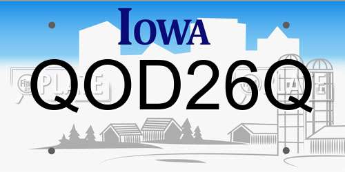QOD26Q Iowa License Plate