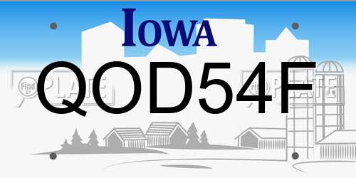QOD54F Iowa License Plate