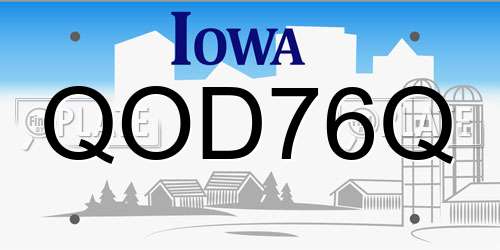 QOD76Q Iowa License Plate