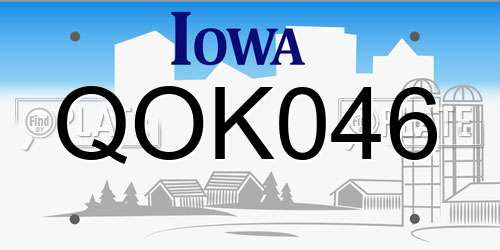 QOK046 Iowa License Plate