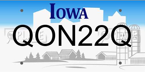 QON22Q Iowa License Plate
