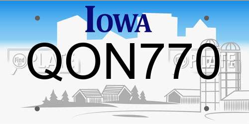 QON770 Iowa License Plate