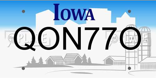 QON77O Iowa License Plate