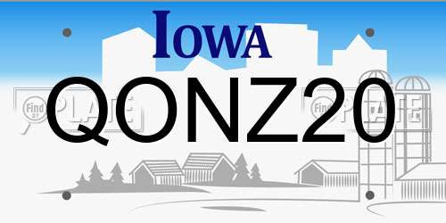 QONZ20 Iowa License Plate