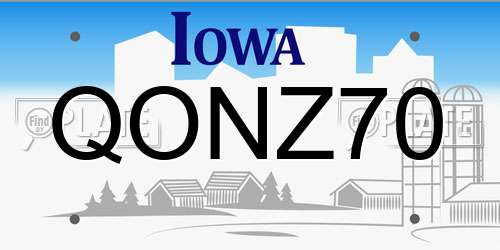QONZ70 Iowa License Plate