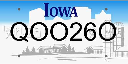 QOO26O Iowa License Plate