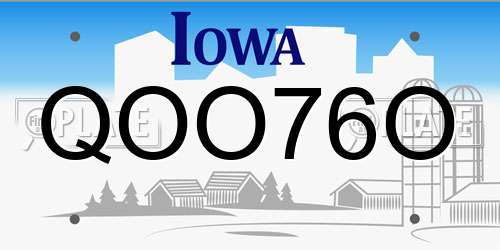 QOO76O Iowa License Plate