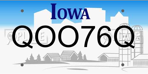 QOO76Q Iowa License Plate