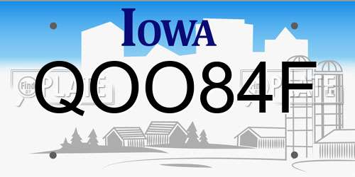 QOO84F Iowa License Plate